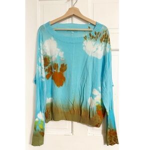 Marika Charles Lulu Turquoise Tie Dye Lightweight Sweater NWT Sz L